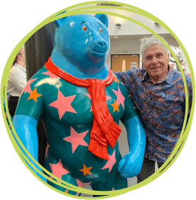 Artist John Hurford, from Chulmleigh, with his bear: Pic CHSW